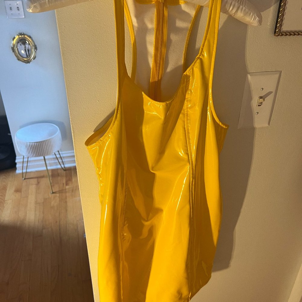 Y2K Yellow Latex Dress Racerback